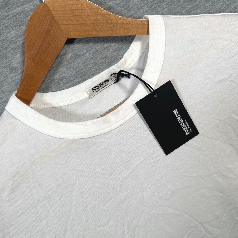 Buck Mason Pima Classic Tee Mens Large White Cotton Short Sleeve USA Basics NEW